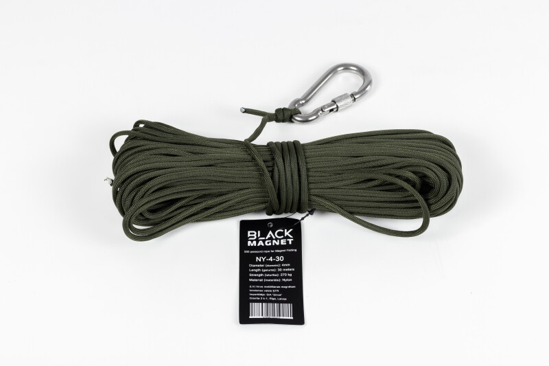 Nöör paracord 4 mm x 30 m otsingumagneti Black Magnet jaoks