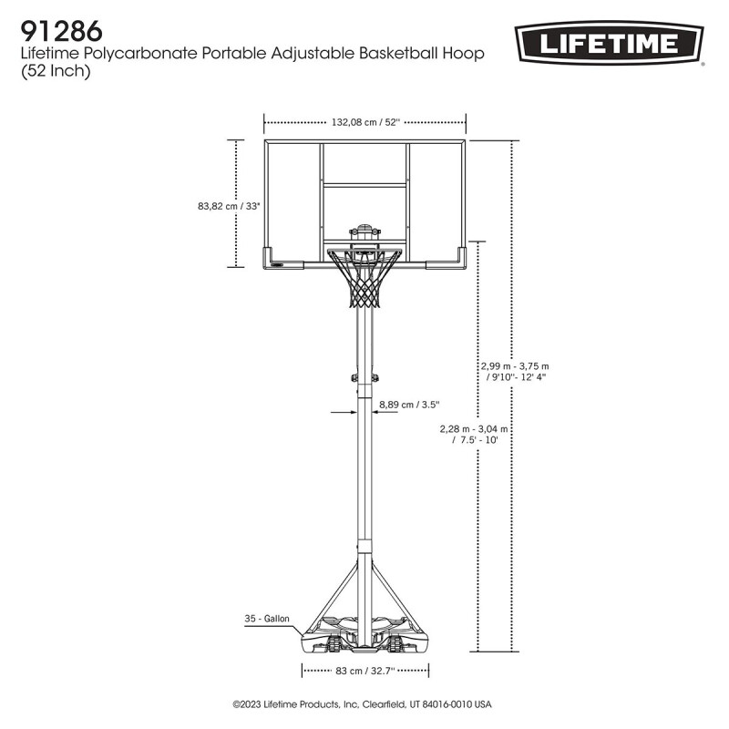 LIFETIME 91286 Reguleeritav korvpallirõngas (2.28 - 3.05 m) (Power Lift!)