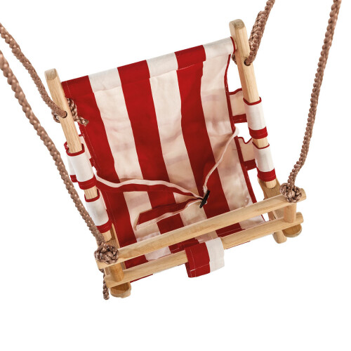 Kids wooden swing with canvas seat 45x31 cm, КВТ red-and-white