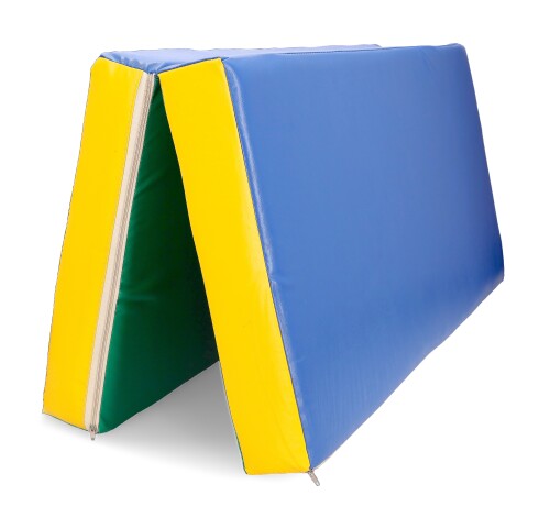Folding sports mat 100x100 cm, sinine-roheline